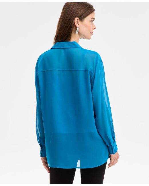 INC International Concepts Blue Button-front Shirt