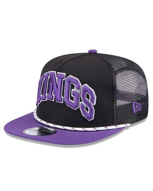 KTZ Multicolor Black/purple Sacramento Kings Throwback Team Arch Golfer Snapback Hat for men