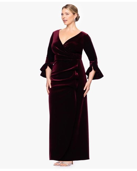 Betsy & Adam Black Plus Size Sheath Long Sleeves Dress
