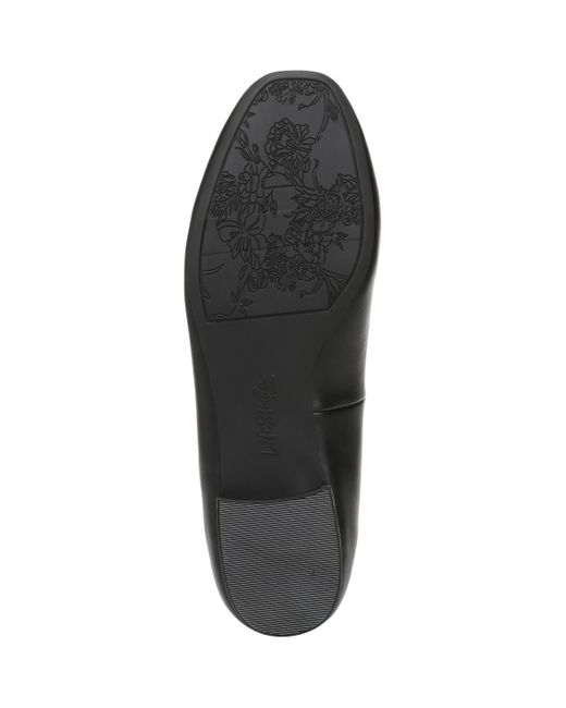 LifeStride Black Claudine Square Toe Block Heel Ballerina Flats