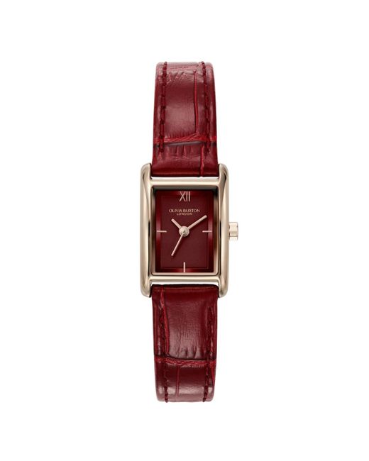 Olivia Burton Red Mini Grove Cherry Leather Calfskin Strap Watch