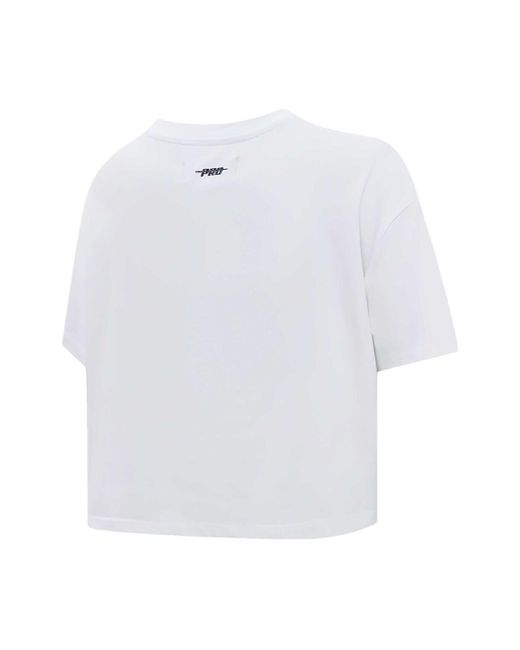 Pro Standard White Pittsburgh Penguins Boxy Script Tail Cropped T-shirt