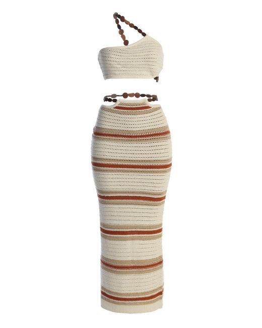 JLUXLABEL Natural Isla Crochet Skirt Set