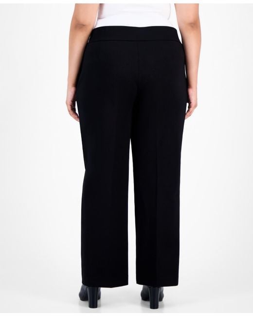 Jones New York Black Plus Size High-rise Pintuck Pull-on Pants