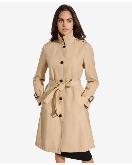 DKNY Natural Single-breasted Pleated Trench Coat