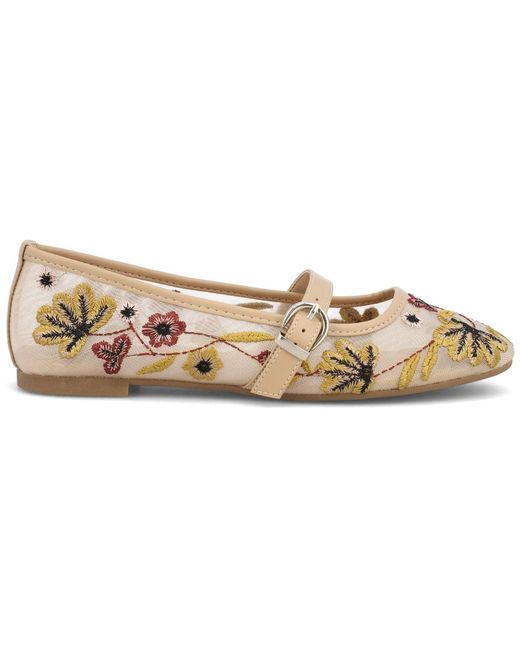 MIA Bluet Embroidered Mesh Mary Jane Ballet Flats in Brown | Lyst