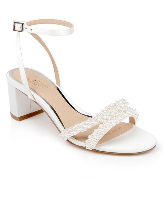 Badgley Mischka White Ninnette Block Heel Sandals