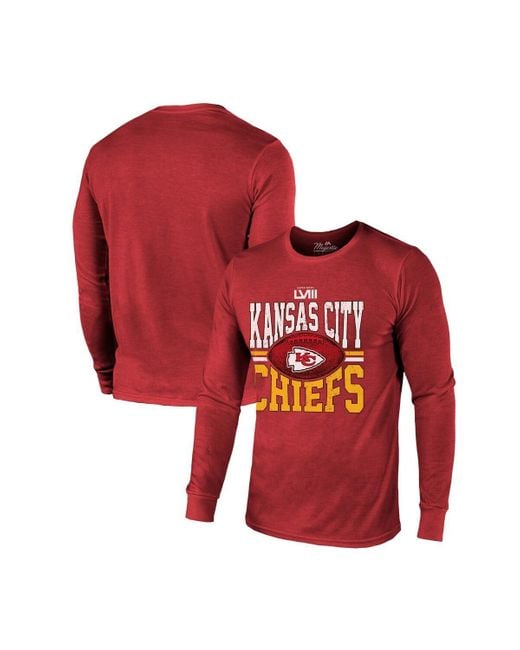 Majestic Red Threads Kansas City Chiefs Super Bowl Lviii Tri-blend Long Sleeve T-shirt for men