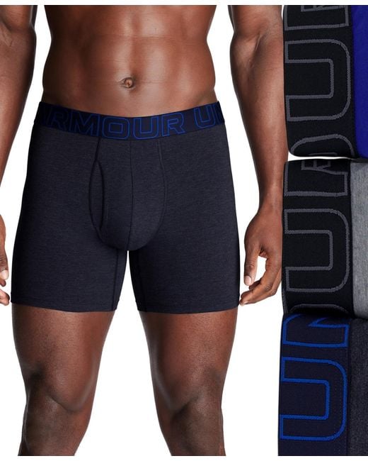 Under Armour Blue 3-pack Performance Solid 6" Boxer Briefs for men