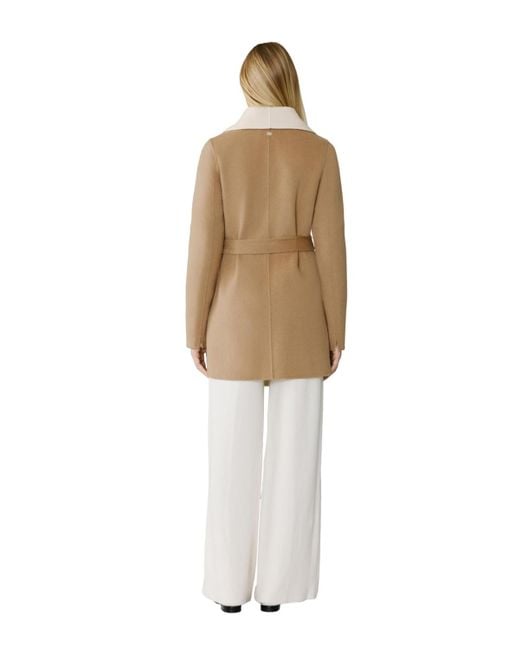 SOIA & KYO Black Bridgette-u Double Face Wool Wrap Coat