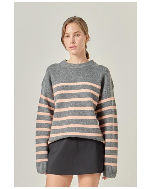 English Factory Gray Likimio Striped Crew Neck Sweater