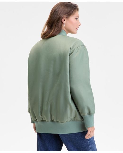On 34th Green Oversized Bomber Jacket