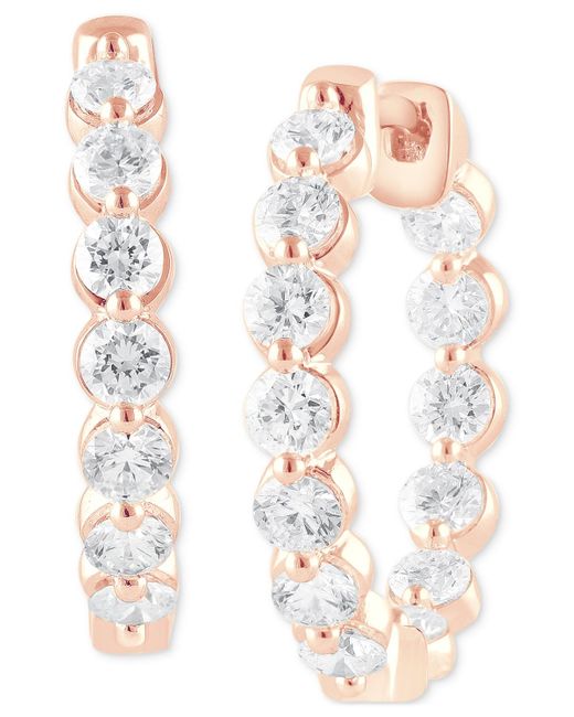 Badgley Mischka White Lab Grown Diamond Bezel In & Out Small Hoop Earrings (2 Ct. T.w.