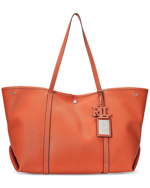 Lauren by Ralph Lauren Red Pebbled Leather Extra-large Emerie Tote Bag