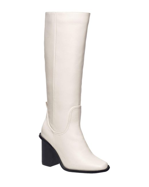French Connection Hailee Knee High Heel Riding Boots in White - Save 28 ...