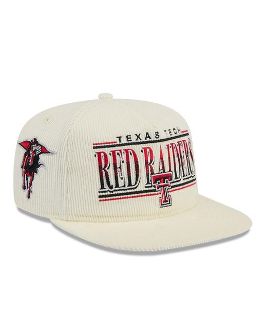 KTZ White Texas Tech Red Raiders Throwback Golfer Corduroy Snapback Hat for men