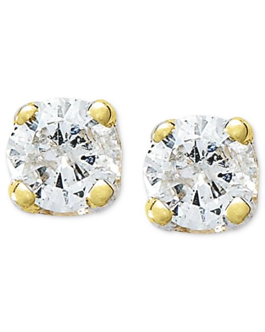 Macy's Metallic 10k Gold Earrings, Round-cut Diamond Accent Stud Earrings