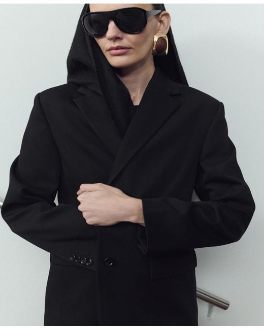 Mango Black Flap Pockets Straight Blazer