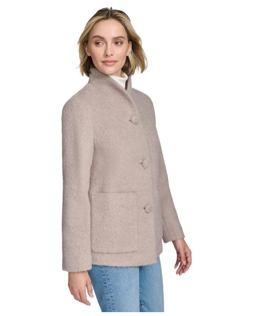 Andrew Marc Blue Piper Button Front Wool Blend Jacket