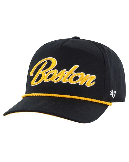 '47 Blue 47 Boston Bruins Overhand Logo Side Patch Hitch Adjustable Hat for men
