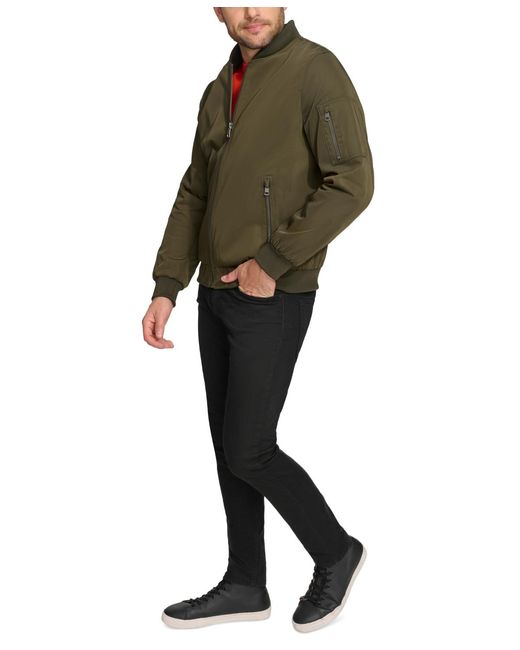 Calvin Klein Green Solid-color Zipper Flight Jacket for men