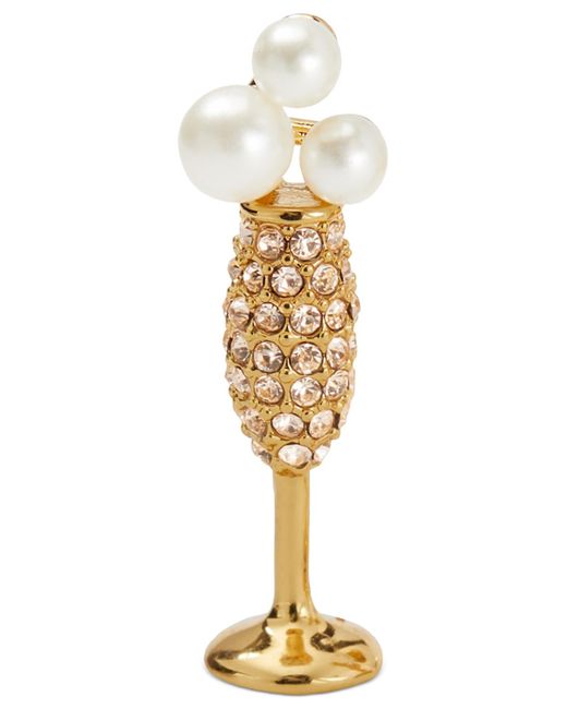 Kate Spade Metallic Gold-tone Crystal & Imitation Pearl Stud Earrings