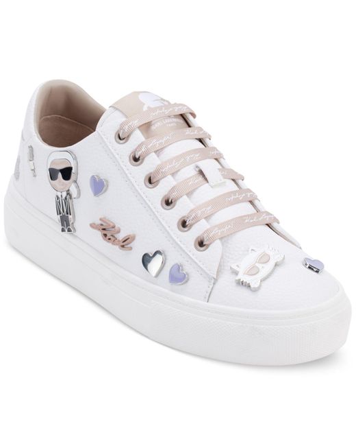 Karl Lagerfeld White Cate Lace-up Embellished Low-top Sneakers