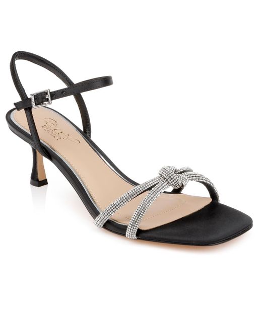 Badgley Mischka Metallic Maci Rhinestone Knot Kitten Heel Sandals