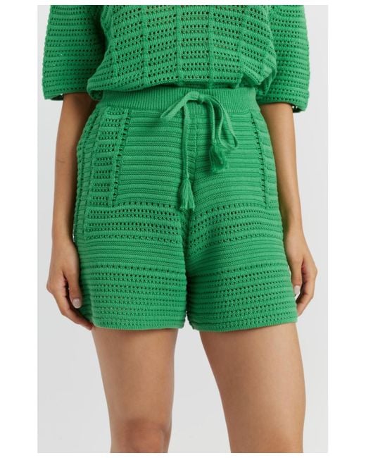 Chinti & Parker Green Cotton Crochet Short