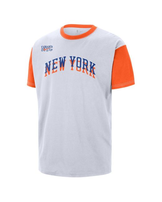 Nike White New York Knicks 2024/25 City Edition Courtside Color Block T-shirt for men