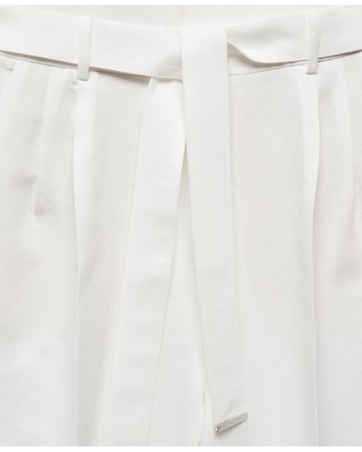 Mango White Contrast Body Linen Jumpsuit