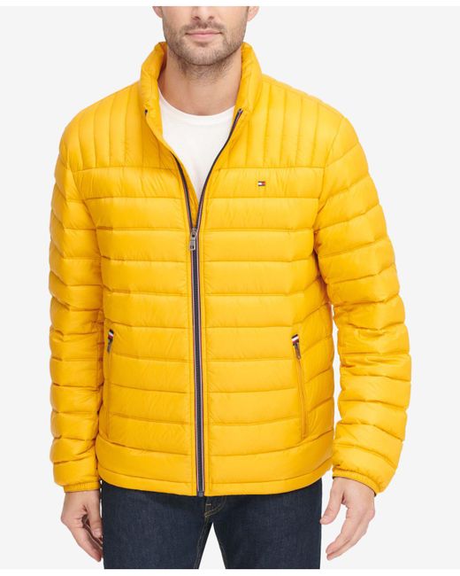 tommy hilfiger bubble jacket yellow