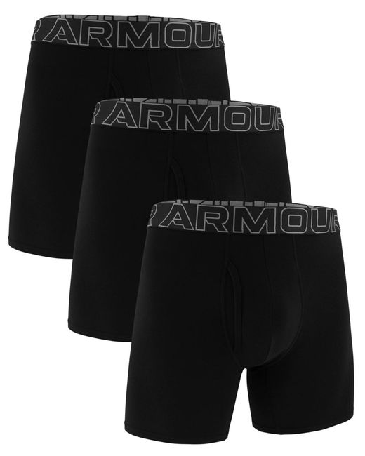 Under Armour Black 3-pack Cotton Performance Solid 6" Boxer Briefs for men