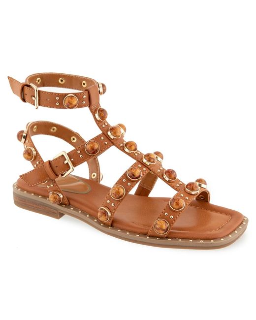 Kenneth Cole Brown Ruby Stones Gladiator Flat Sandals