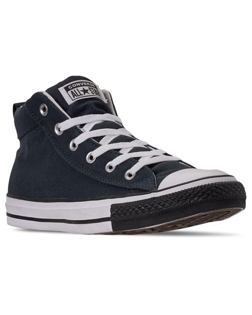 Converse Rubber Chuck Taylor Street Mid Black Toe Casual Sneakers From  Finish Line for Men | Lyst
