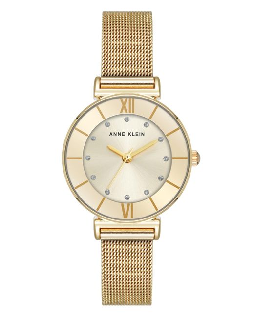 Anne Klein Metallic Quartz Premium Round Stainless Steel Mesh Watch