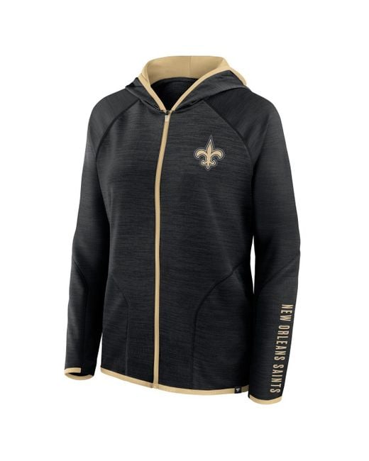 Fanatics Black New Orleans Saints Redzone End Around Pass Raglan Full-zip Hoodie