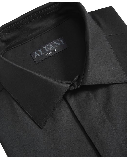 Alfani Blue Slim Fit Covered Placket Tuxedo Shirt for men