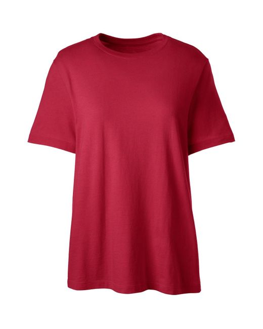 Lands' End Red School Uniform Tall Short Sleeve Feminine Fit Essential T-shirt
