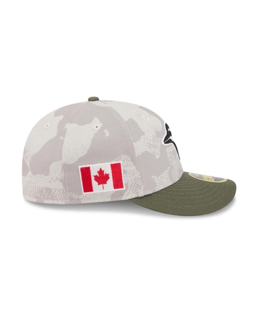KTZ Metallic Light Beige/olive Toronto Blue Jays 2025 Armed Forces Day Low Profile 59fifty Fitted Hat for men