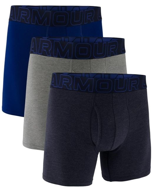 Under Armour Blue 3-pack Performance Solid 6" Boxer Briefs for men