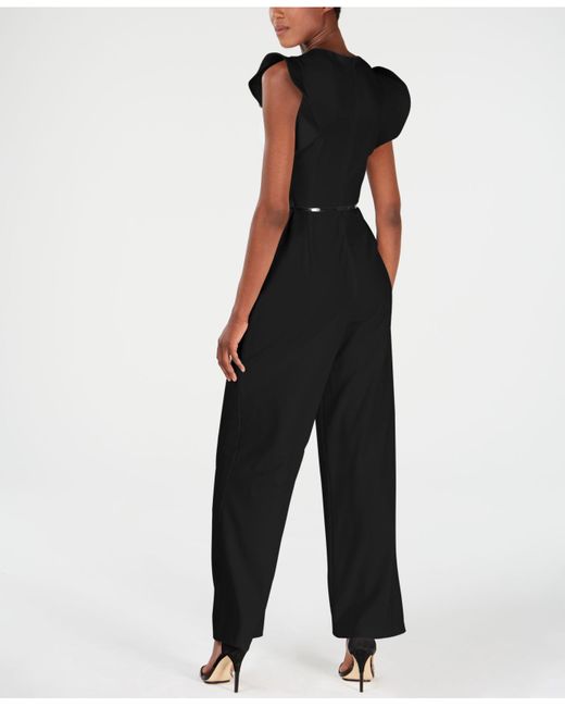 Calvin Klein Belted Ruffle Sleeve Jumpsuit Regular Petite Sizes
