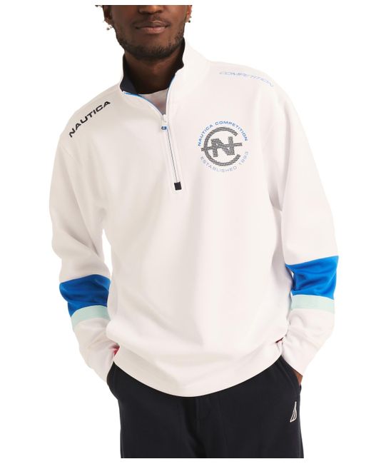 Nautica White Competition Relaxed-fit Half-zip Long Sleeve Logo Sweatshirt for men