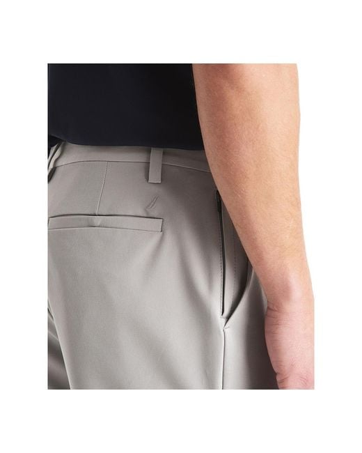 Nautica Gray Signature Slim-fit Flat-front Performance Pants for men