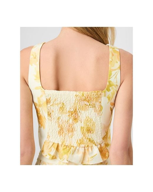 French Connection Yellow Printed Cropped Top