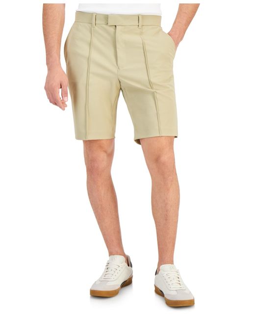 Alfani Natural Alfatech Regular-fit Pintucked 10" Suit Shorts for men