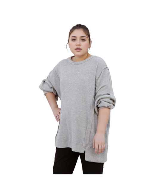 Standards & Practices Gray Plus Size Long Sleeve Casual Knit Top