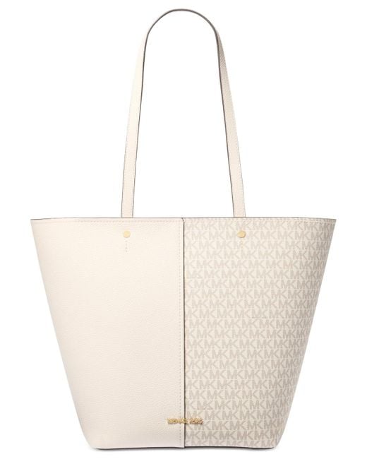Michael Kors White Michael Flora Large Top Zip Tote