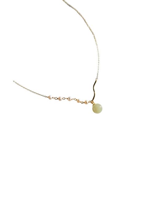 seree Metallic Isla — Jade And Freshwater Pearl Necklace