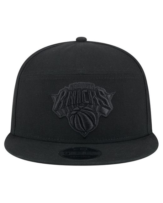KTZ Black New York Knicks Adventure Canvas Split Panel 9fifty Snapback Hat for men